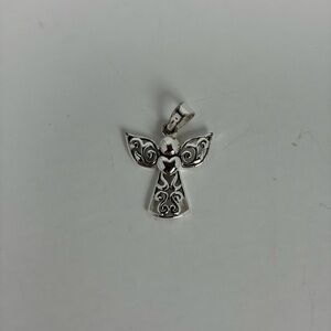 925 Sterling Silver Angel Pendant | Filigree Guardian Angel Charm